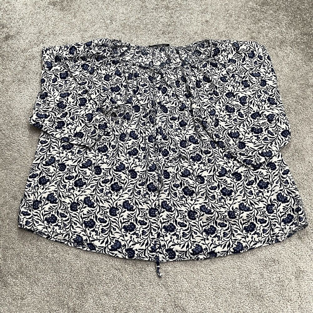 Saint Tropez West Floral Blouse Womens Plus 2X Long Sleeve Peasant Casual Boho
